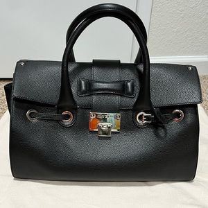 Black Leather Rosalie Satchel